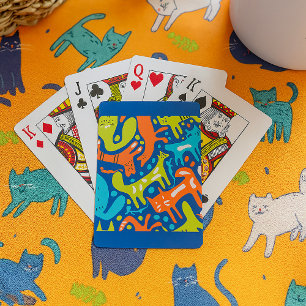 Jeu De Cartes Abstrait Motif de chat Whimsical moderne animal de