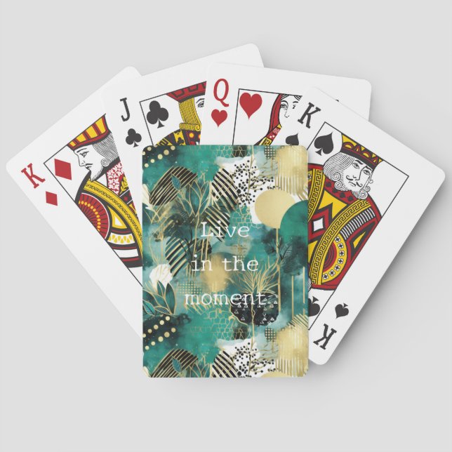 Jeu De Cartes Abstrait or vert (dos)