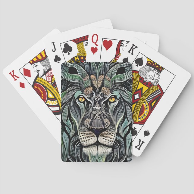 Jeu De Cartes Abstrait Shabby Chic King Lion (dos)