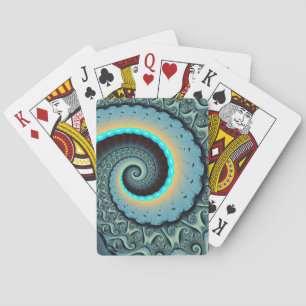 Jeu De Cartes Abstraite spirale d'art fractal bleu turquoise ora