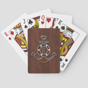 Jeu De Cartes Acier Ancre en acajou marin humide