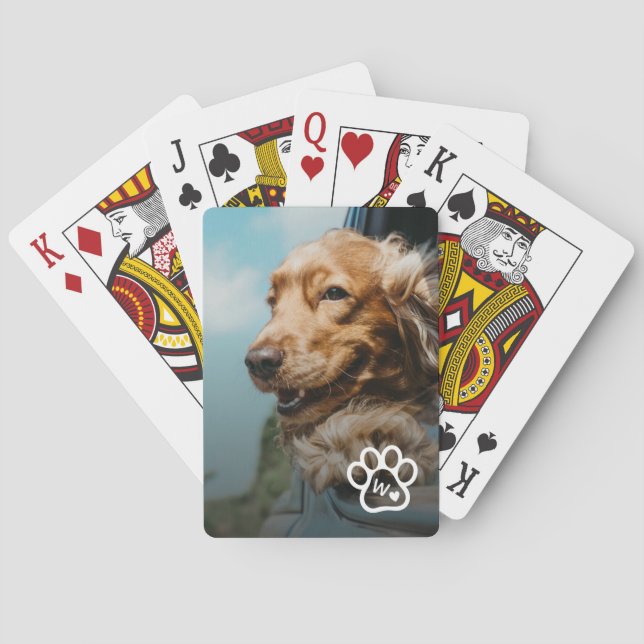 Jeu De Cartes Add Your Own Photo Dog Pets Monogram (dos)