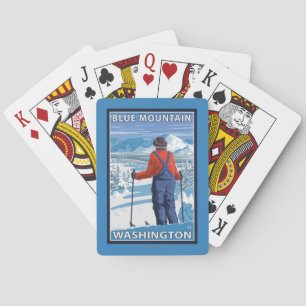 Jeu De Cartes Admirer de skieur - montagne bleue, Washington