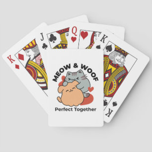 Jeu De Cartes Adorable chat et chien Hug - Meow & Woof Design