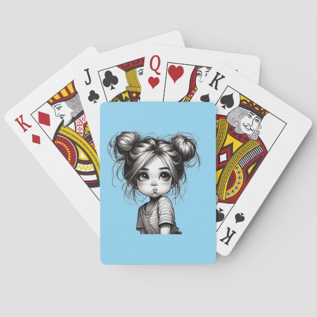 Jeu De Cartes Adorable Fille de Noël avec chatte - Idée cadeau m (dos)