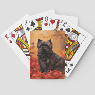 Jeu De Cartes Affenpinscher en automne Feuilles automne Inspiré
