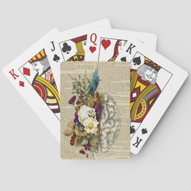 Jeu De Cartes affiche d'anatomie du cerveau floral médical (dos)