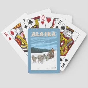 Jeu De Cartes Affiche de Vintage voyage d'AlaskaDogsledding