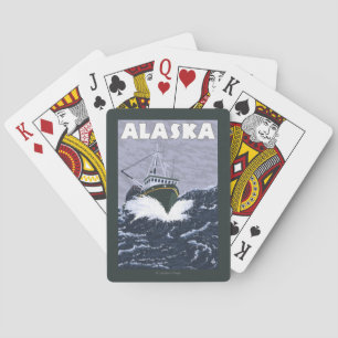 Jeu De Cartes Affiche de Vintage voyage de bateau d'AlaskaCrab