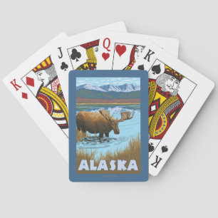 Jeu De Cartes Affiche de Vintage voyage d'eau potable d'orignaux