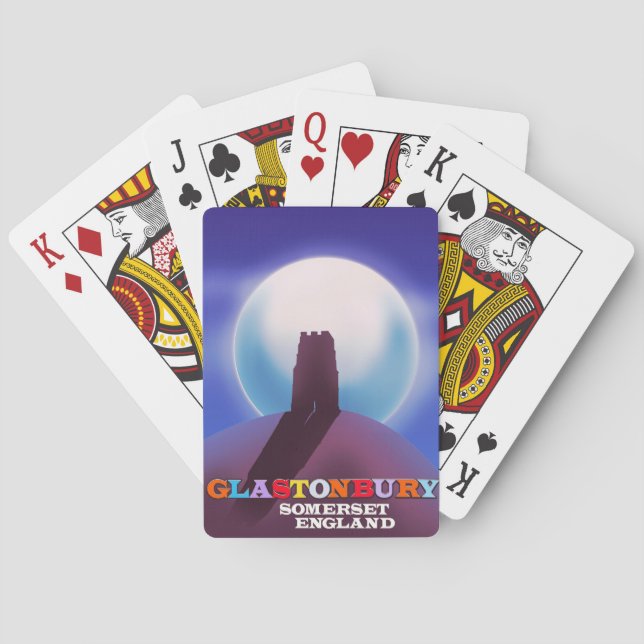 Jeu De Cartes Affiche de voyage de Glastonbury Tor Somerset (dos)