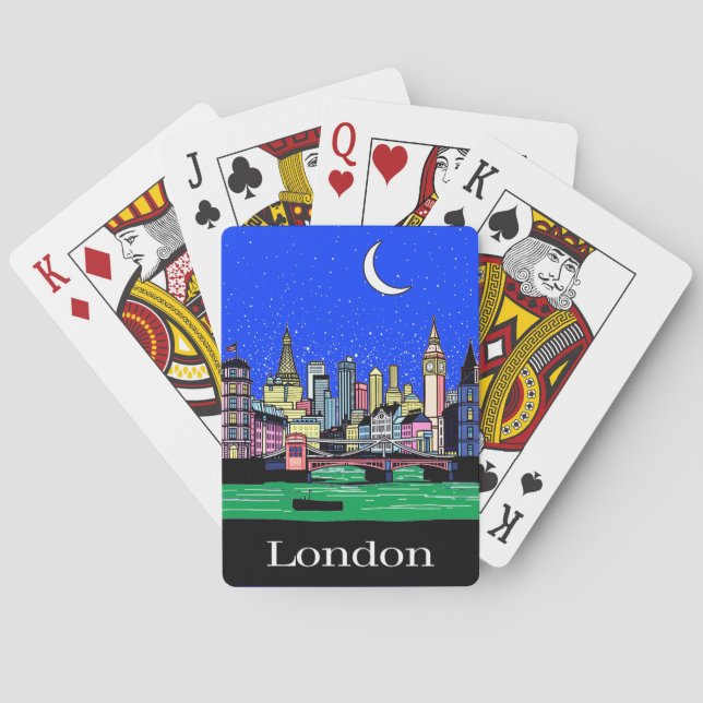 Jeu De Cartes Affiche de voyage de Londres sous le ciel nocturne (dos)