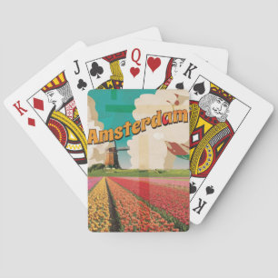 Jeu De Cartes Affiche de voyage vintage d'Amsterdam