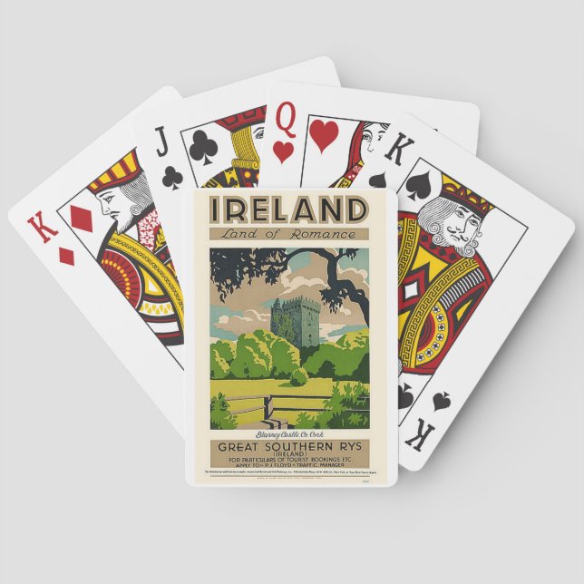 Jeu De Cartes Affiche de voyage vintage Irlande Château de Blarn (dos)