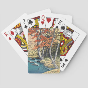 Jeu De Cartes Affiche Shin-hanga de l'érable rouge japonais de r