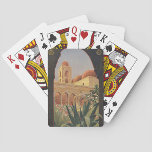 Jeu De Cartes Affiche Vintage voyage Pour Palerme, Italie.