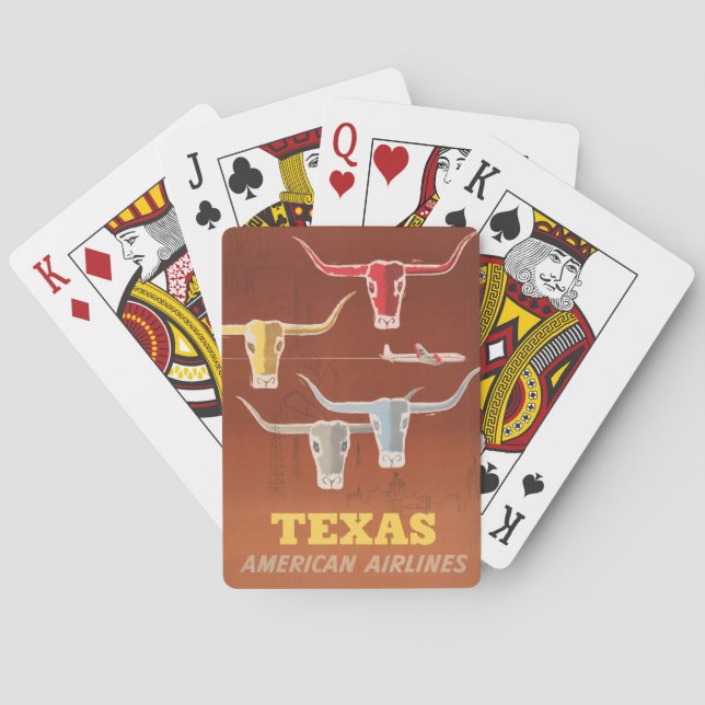 Jeu De Cartes Affiche Voyage Pour American Airlines Vers Texas (dos)