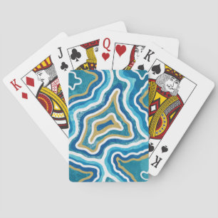 Jeu De Cartes Agate graphique en or bleu