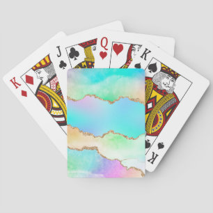Jeu De Cartes Agate Holo   Faux Iridescente Pastel Ombre Marble