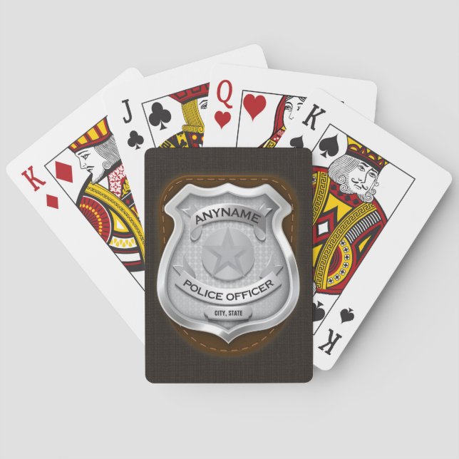 Jeu De Cartes Agent de police personnalisé Sheriff Cop NAME Badg (dos)