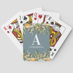 Jeu De Cartes Agrumes rustiques bleu floral moderne