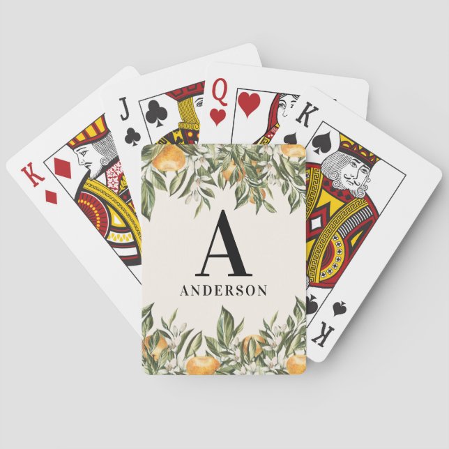 Jeu De Cartes Agrumes rustiques modernes floral moderne élégant (dos)