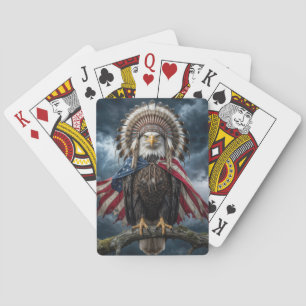 Jeu De Cartes Aigle chauve portant un drapeau américain 