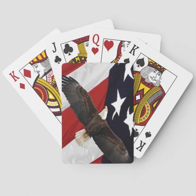 Jeu De Cartes Aigle en vol au-dessus du drapeau américain (dos)