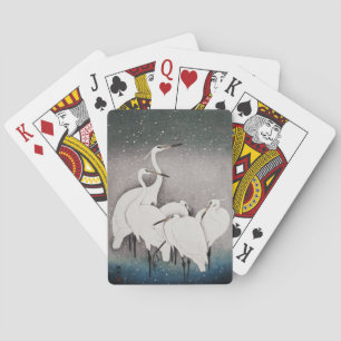Jeu De Cartes Aigrettes japonaises Grues Oiseau Hiver Neige Art