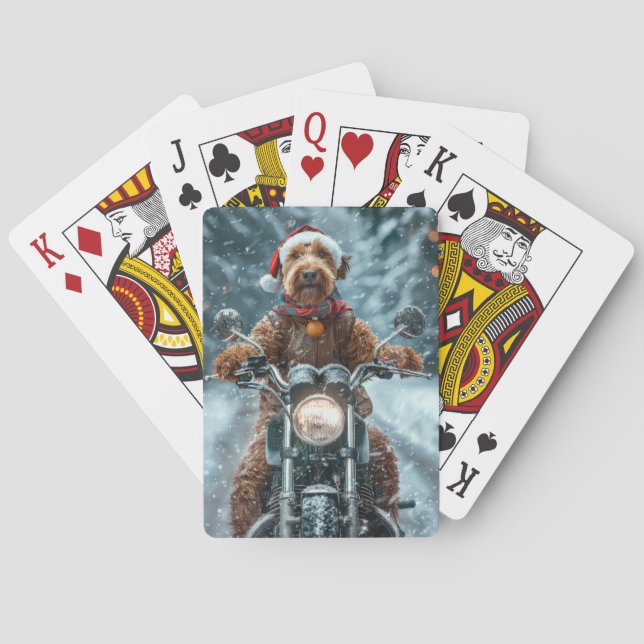 Jeu De Cartes Airedale Chien équitation Moto Noël (dos)