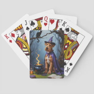 Jeu De Cartes Airedale Chien Whimsical Halloween Peinture