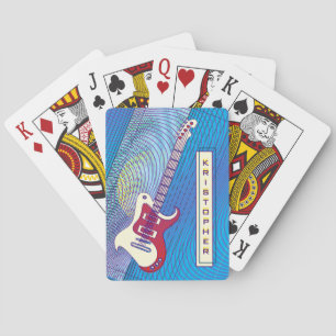 Jeu De Cartes Ajouter un nom Cool moderne Rouge et bleu Guitare 