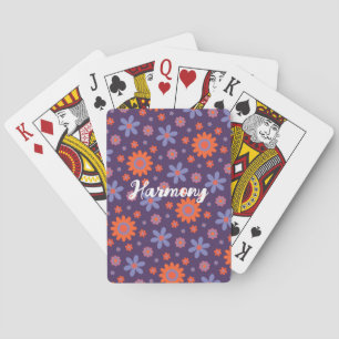 Jeu De Cartes Ajouter un nom Fleurs Joyeuses Rétro les années 70