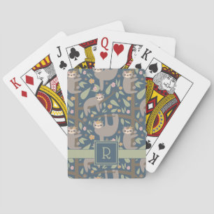 Jeu De Cartes Ajouter votre initiale Motif de fentes florales