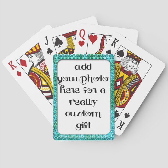 Jeu De Cartes Ajouter Votre Photo Turquoise Cadre Bicycle® Jouer (dos)