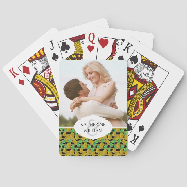 Jeu De Cartes Ajoutez vos ananas | d'or nommés sur des rayures | (dos)