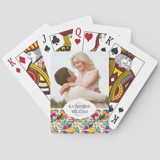Jeu De Cartes Ajoutez vos oiseaux tropicaux | géométriques (dos)