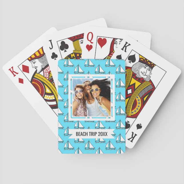 Jeu De Cartes Ajoutez vos voiliers nommés de | sur le motif bleu (dos)