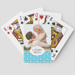 Jeu De Cartes Ajoutez vos voiliers nommés de   sur le motif bleu