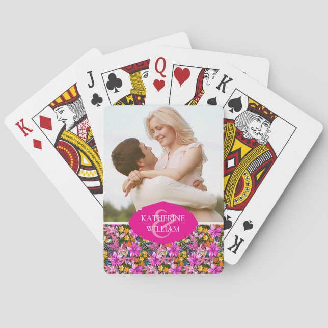 Jeu De Cartes Ajoutez votre feuille et fleurs | tropicaux nommés (dos)