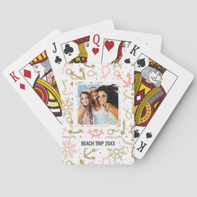 Jeu De Cartes Ajoutez votre motif | d'or nommé d'Ancre (dos)