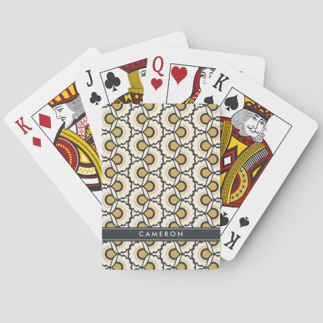 Jeu De Cartes Ajoutez votre motif floral | géométrique nommé (dos)