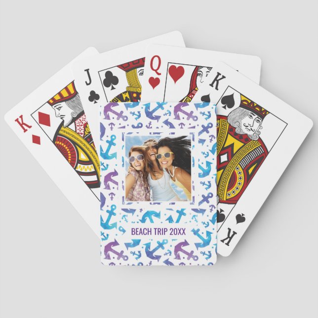 Jeu De Cartes Ajoutez votre motif nommé 2 d'Ancre de colorant de (dos)