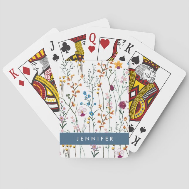 Jeu De Cartes Ajoutez votre motif nommé de fleur sauvage d'été (dos)