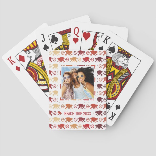Jeu De Cartes Ajoutez votre motif nommé de singes de rouge de | (dos)
