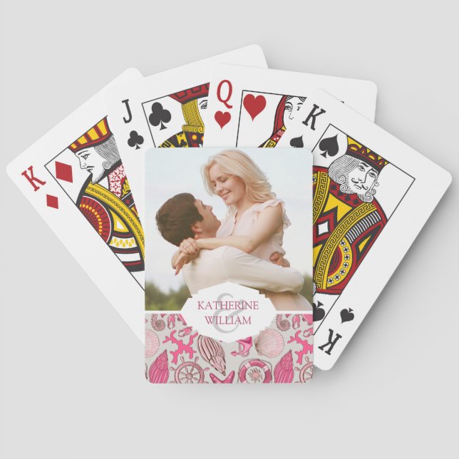 Jeu De Cartes Ajoutez votre motif | rose nommé de mer (dos)