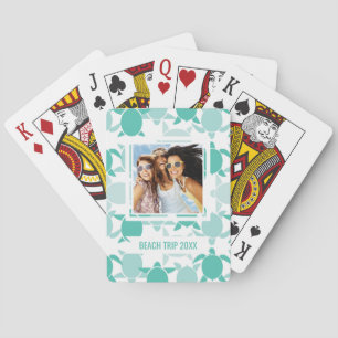 Jeu De Cartes Ajoutez votre motif   turquoise nommé de tortue