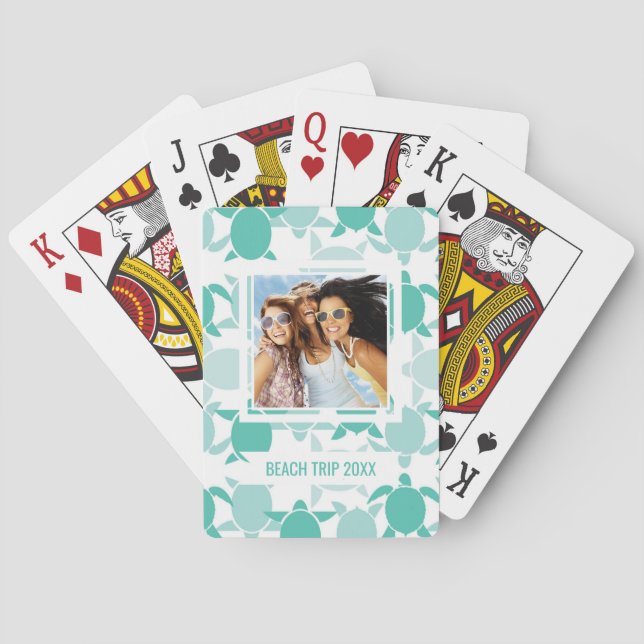 Jeu De Cartes Ajoutez votre motif | turquoise nommé de tortue (dos)