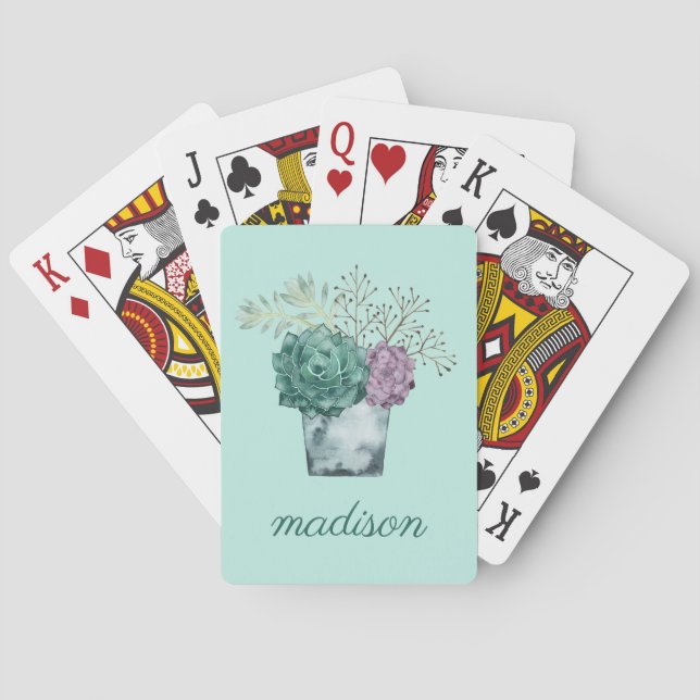 Jeu De Cartes Ajoutez votre nom | Collection Plante Happiness |  (dos)