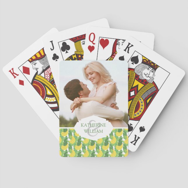 Jeu De Cartes Ajoutez votre nom | Feuilles De Bananes Et Motifs  (dos)